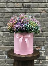 Цветочная композиция из Гипсофила и Розы в шляпной коробке #REPLACE_PRED# Троицкой Краснодарского края