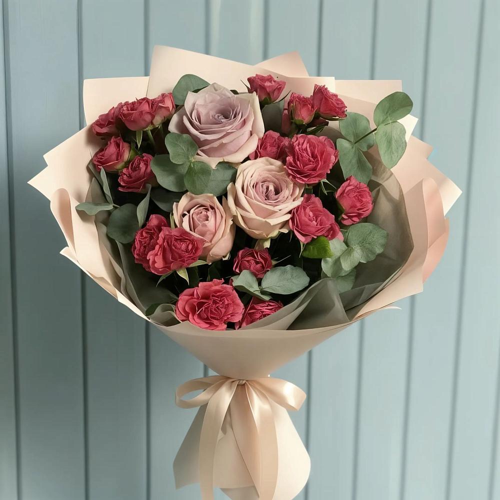 Букет цветов из: Гвоздики и Розы в Троицкой Краснодарского края