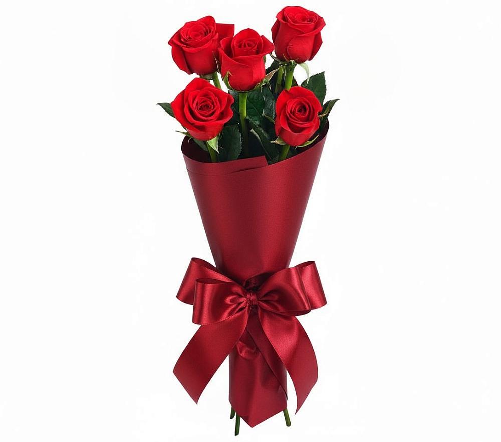 Букет 5 Красных роз Эдлесс Лав в Троицкой Краснодарского края
