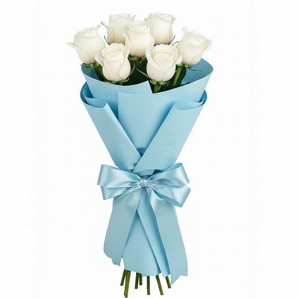 Букет 7 белых роз Проуд в Троицкой Краснодарского края