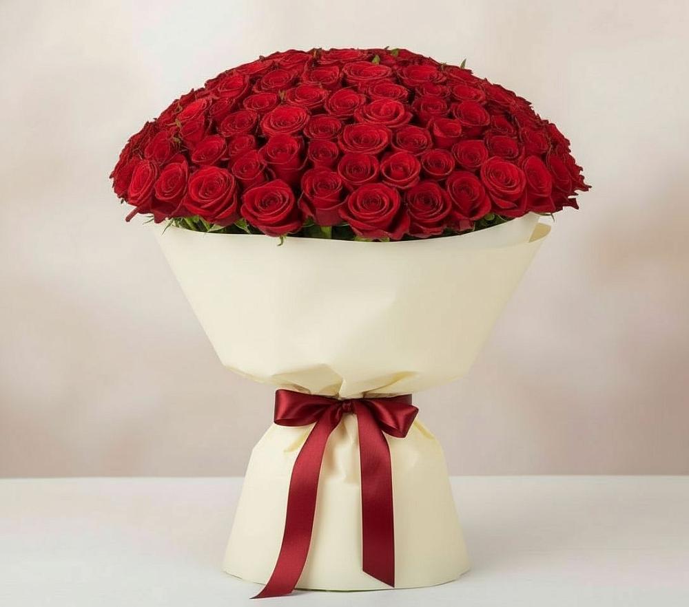 Букет 101 Красная роза Милано в Троицкой Краснодарского края