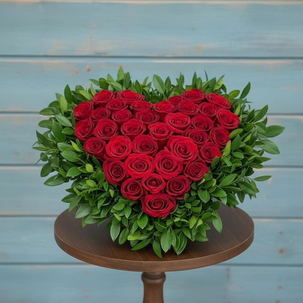 Цветочная композиция из Розы в виде сердца в Троицкой Краснодарского края