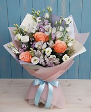 Букет цветов из:  Лизиантусы, Розы, Альстромерии и Гипсофила #REPLACE_PRED# Троицкой Краснодарского края