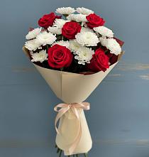 Букет цветов из:  Розы и Хризантемы в Троицкой Краснодарского края
