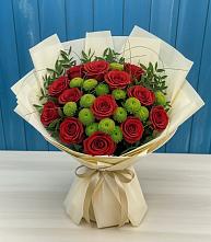 Букет цветов из:  Розы и Хризантемы в Троицкой Краснодарского края